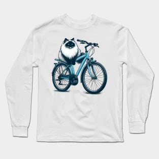 Ragdoll Cat On A Bicycle Long Sleeve T-Shirt